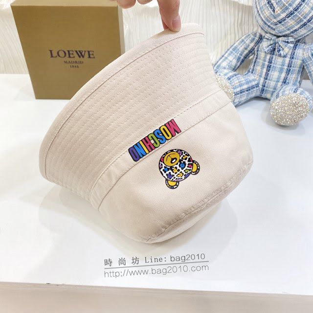 Moschino男女同款帽子 莫斯奇諾小熊圖案簡約款漁夫帽遮陽帽  mm1191